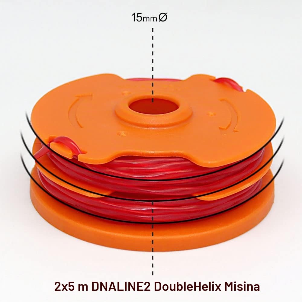 WORX W0007 - Cortabordes para cortabordes WORX WG118E y WG119E | Bobina de hilo de repuesto resistente con 2 x 5 m de longitud y 1,65 mm de diámetro