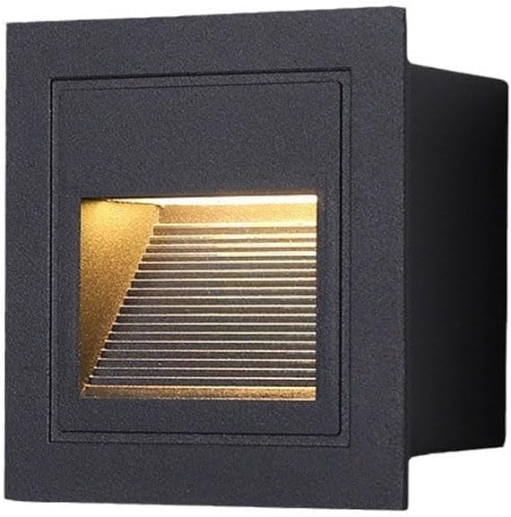 3W LED Recessed Wall Light, 85-110V Step Lights Warm White 3000K, IP65 Waterproof Stair Light, Aluminum Black Light, Inside Outside Garden Balcony Corridor