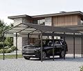Aoxun 12x20 Heavy Duty Metal Carport, Galvanized Outdoor Car Shelter with Reinforced Frame & Enhanced Base – Fits Trucks, SUVs, Tractors and Boats
