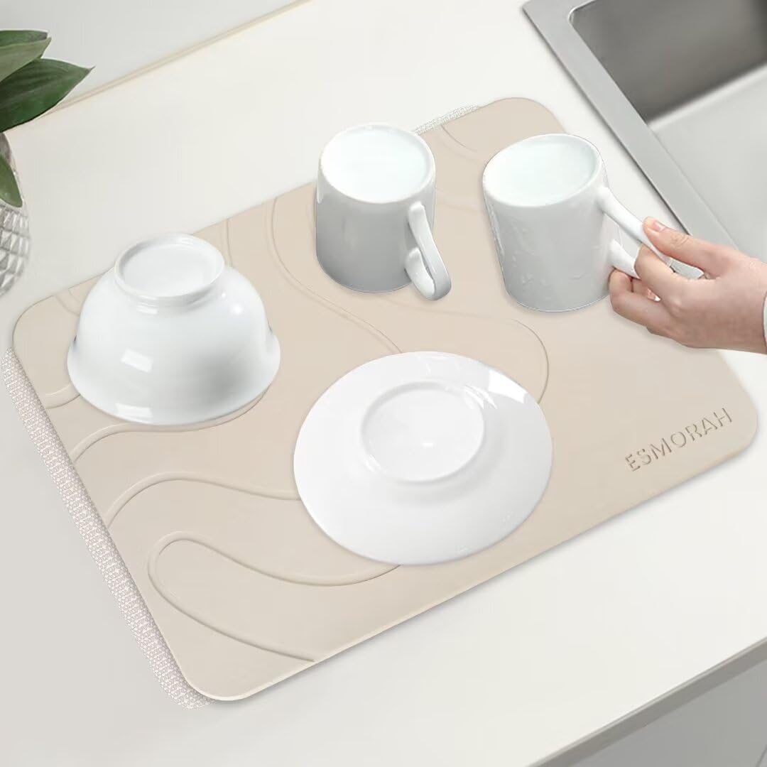 Stone Dish Drying Mat For Kitchen Counter, Quick Drying Diatomaceous Earth Stone Mat, UltraÂ
