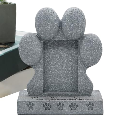 Generico Pietra da Giardino per Cani - Lapide commemorativa Animali Domestici in Resina con Cornice Foto, Elegante Design inciso, lapide Resistente alle intemperie Esterni | Gatto e cort