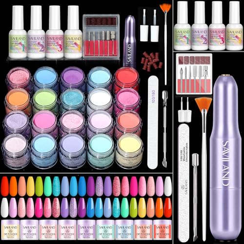 SAVILAND Dip Powder Nail Kit with Drill - 20 Colors
