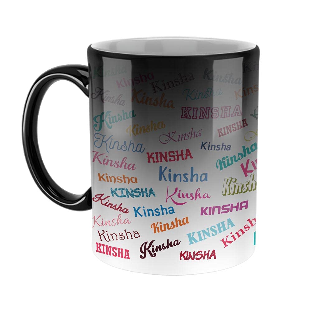 FurnishFantasy Personalised Happy Birthday Ceramic Color Changing Coffee Mug - Best Birthday Gift for Son, Daughter, Brother, Sister, Gift for Kids, Return Gift - Color - Magic Mug, Name - Kinsha
