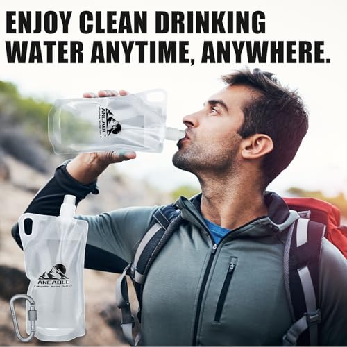 Ancable 33oz (1L) Collapsible Water Bottles, 3-Pack Reusable Travel Foldable Water Bottles for Hiking Camping Running Bike, BPA-Free Water Bottle - image 2