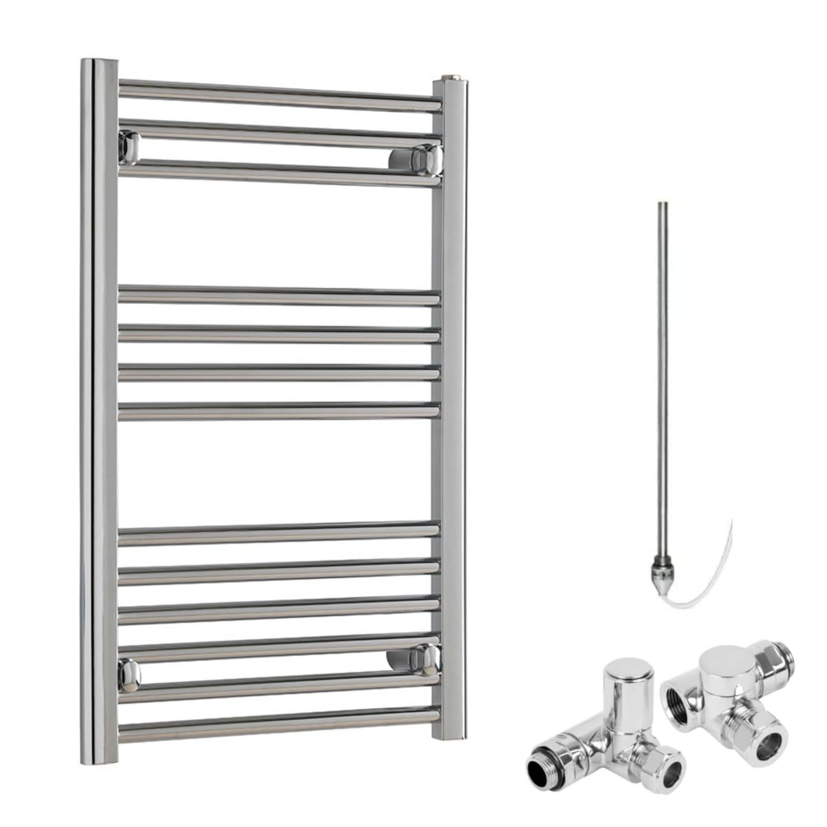 SolAire Heating Products Bray Dual Fuel Heated Towel RailStraightChromeW500 X H800 mm from B&Q