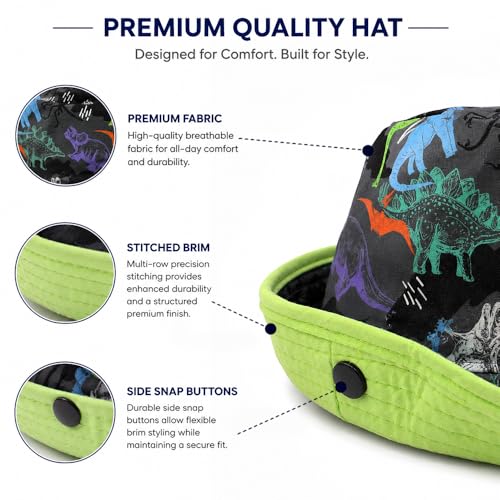 Image of VRITRAZ Unisex Kids Printed Bucket Hat | UV Protection Sun Hat with Adjustable Chin Strap & Summer Beach Travel Outdoor Cap for Toddlers & Children (4-12 Years)