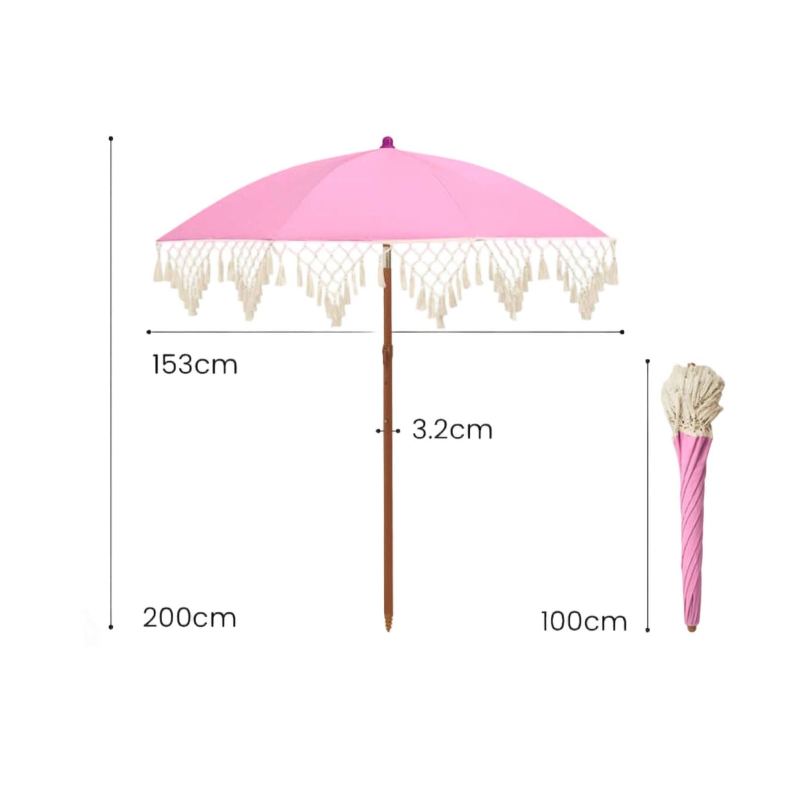 Parasol con Flecos Sombrilla de Jardín de Patio Estilo Artístico Tejido Nylon Protección Solar PA Adecuado para Patio Picnic Exterior