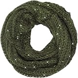 Caspar Fashion Caspar SC330 Damen weicher Strick Loop mit Pailletten, Farbe:grün