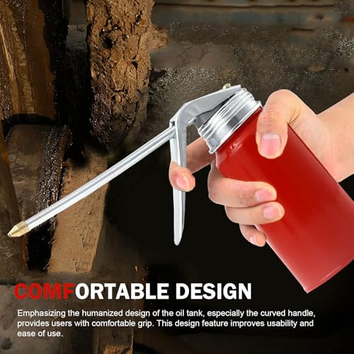 2 PCS Metal Pump Oil Can, 200ml Oil Dispenser with Spout, Cold Rolled Steel Oil Spray Can for Auto Motorcycles Bicycles Home Appliances, Manual Pump Oiler for Lubrication4