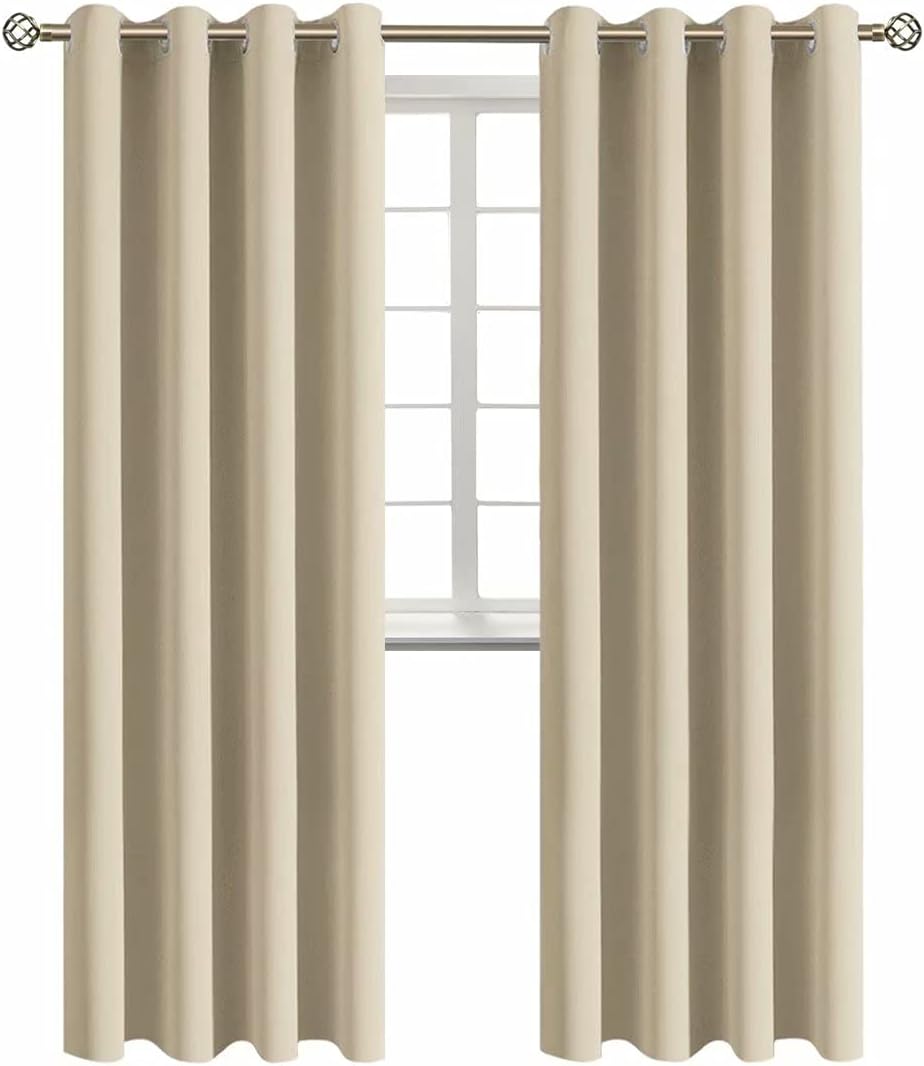 BGment Room Darkening Curtains 95 Inches Long - Grommet Thermal Insulated Drapes Window Treatment Curtains for Bedroom, 2 Panels, 52 x 95 Inch, Beige