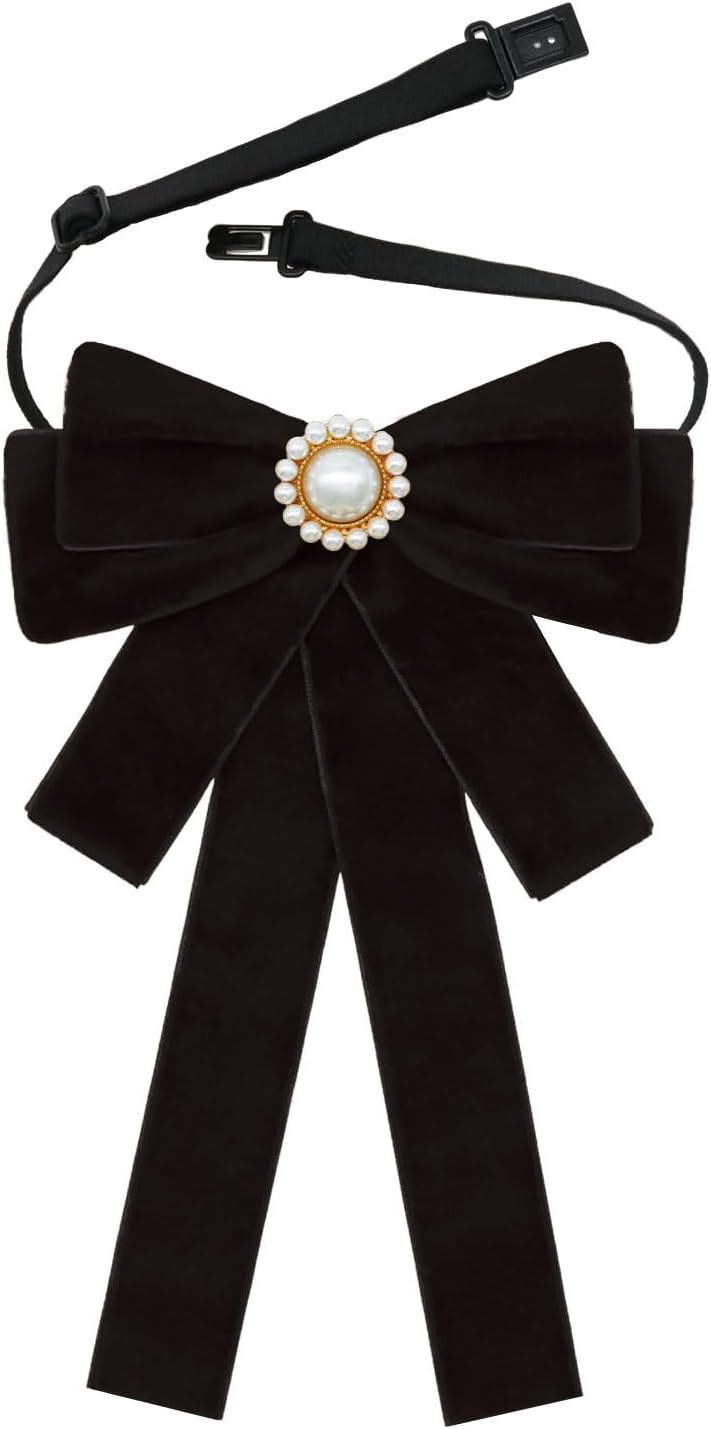 LJBFNN Velvet Bow Ties for Women, Adjustable Pre Tied Bow Tie Solid Color Bowtie for Women Ladies Party Daily Cosplay