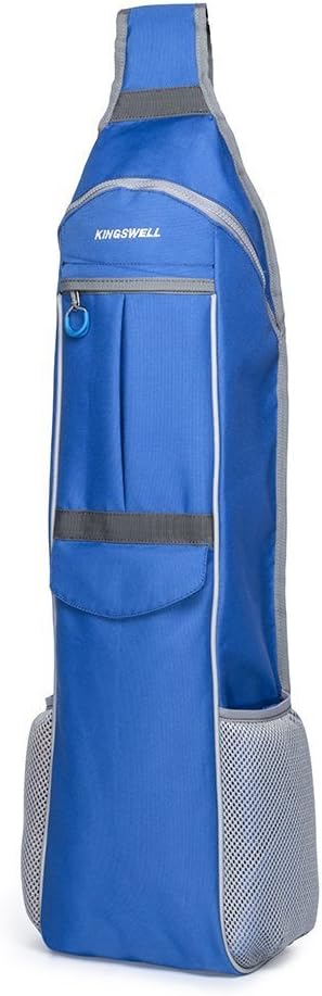 Yoga Mat Bag RESTAR Y5603 Crossbody Yoga Bag with Cellphone Pocket,adjustable shoulder strap and Delrin Zipper (MAT IS NOT INCLUDED) - Yoga Bags for Men and Women Blue/Gray