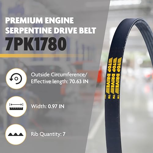 Image of Top Drive, 7PK1780, Premium Engine EPDM Serpentine Belt, 70.63 inch Length | 7-Rib, Automotive Replacement Serpentine Belt, Equivalent References K070701 and 5070700