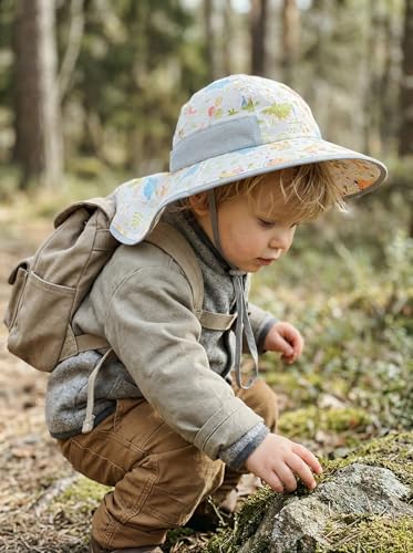 Image of icolor Kids Sun Hat UPF50+ Sun Protection Bucket Hat Toddler Summer Beach Play Hats with Neck Flap for Girl Boy Ages 3~10