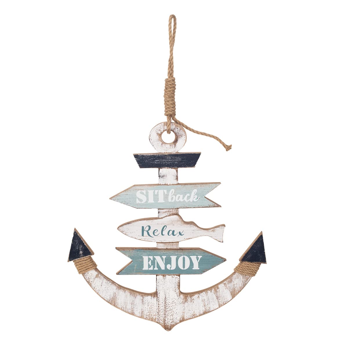 Ornement mural Ancora en bois 37x40 cm avec messages inspirants