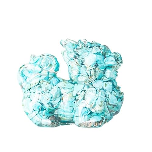 HUFFA Natural Crystal Resin Lucky Beast Figurine - Handcrafted Decorative Sculpture for Home and Office