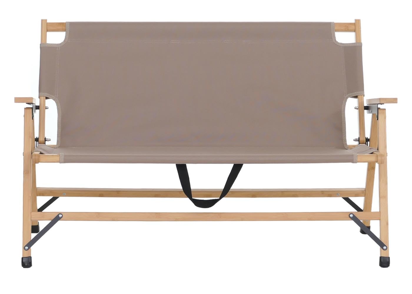 Mendler Bambus Campingbank HWC-Q40 117cm Stoff/Textil - Creme | Outdoorbank, Picknickbank, Gartenbank, klappbar, Tragegriff