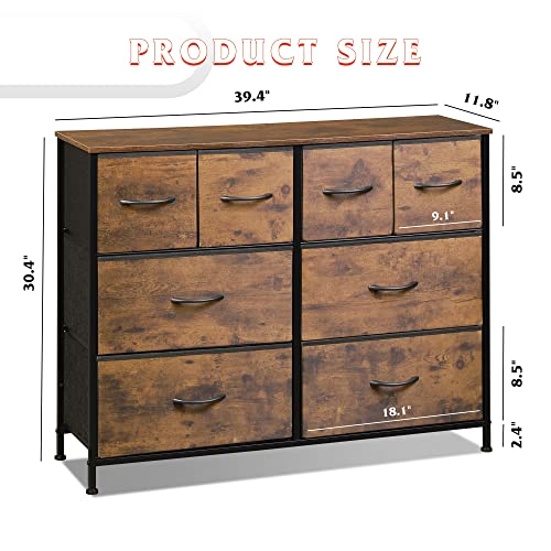 image for WLIVE Dresser for Bedroom with 8 Drawers, Wide Fabric Dresser for Stor