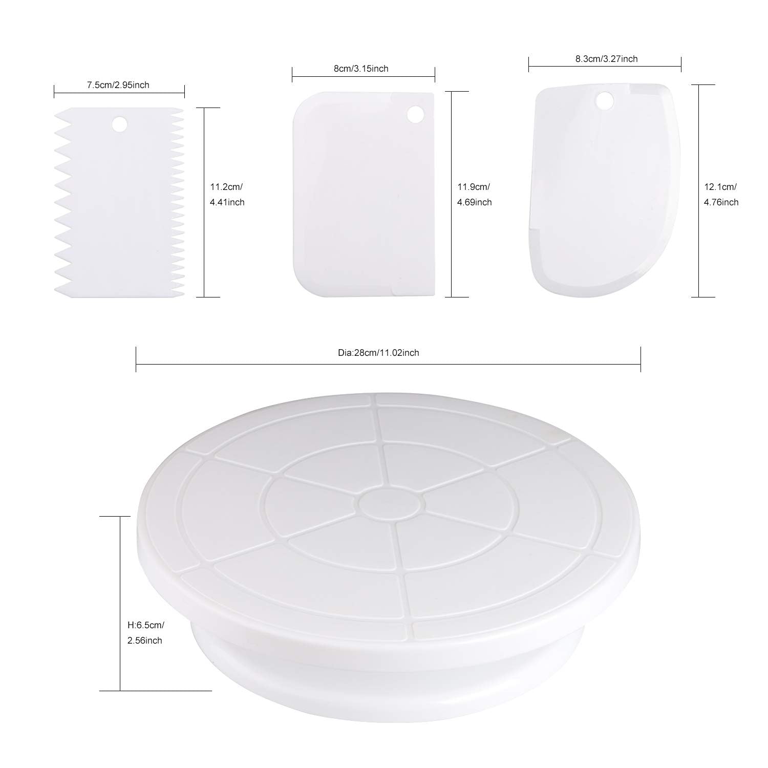 Tocadiscos para decoración de tartas, suministros de decoración de pasteles con peine de decoración/glaseado suave (3 piezas), 2 espátulas de glaseado con lados y ángulo