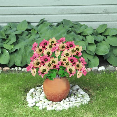 astylishome Artificial Flowers for Decoration Fake Daisy Flowers Outdoor Faux Plastic Flower Craft Accessories for Garden Porch Farmhouse Window Box Decor Pink 0705 - Image 4