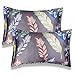 RUNQIN ZT-06SL Lot de 2 taies d'oreiller en Satin de Soie pour Les Cheveux et la Peau, pour Grand lit (50,8 x 76,2 cm) de Taille Standard de Luxe Motif Feuille Douce et élégante (Silver)