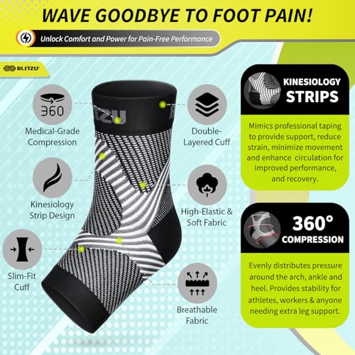 compression socks for plantar fasciitis achilles tendonitis arthritis relief ankle brace compression sleeve with foot arch support ankle wrap for women men swelling amp heel pain black l-xl