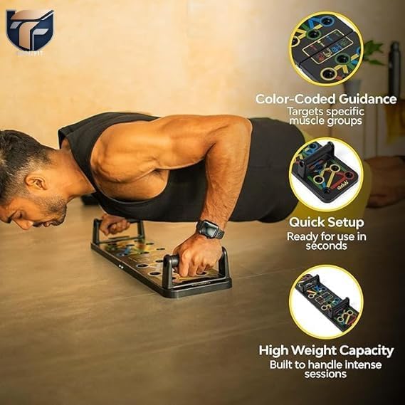 Image of Pushup Board, 15 in 1 Push Up Stand, Multi-Function Flex Board for Chest, Triceps, Shoulder, Back Muscles, Home Workout Gym Equipment, Multicolour Durable