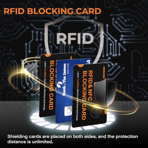 RFID Blocking Card, NFC Debit Credit Card Passport Protector, Entire Wallet Protection Blocker Set for Men & Women, Smart Slim Design Perfectly fits in Wallet and Purse (Blackorange, 6) (6)3