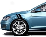 2 and 3 Inch Fender Vinyl Racing Stripes Decals, Fits VolksWagon Golf and GTI, Passenger Side, Black Matte