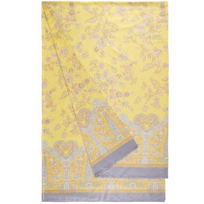 Bassetti Granfoulard Telo Copridivano, Copritutto, Telo Arredo Gran Foulard per divano, Copriletto, Copritavolo, cm 350x270 Art. INDIAN ROSES LIMONE Y1