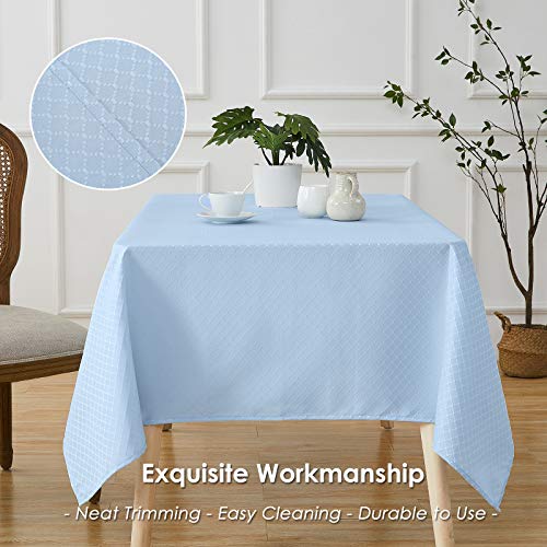 Melodieux Jacquard Tablecloth Diamond Dot Check Pattern Table Cover Waterproof Wrinkle Free For Kitchen Dining Room Party Tabletop Decoration, Rectangle/Oblong, 60" X 84", Blue #TOP3