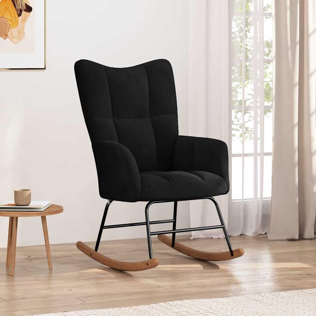 vidaXL Chaise à Bascule Chaise de Relaxation Siège de Relaxation Fauteuil de Salon Salle de Séjour Siège de Salon Maison Noir Velours
