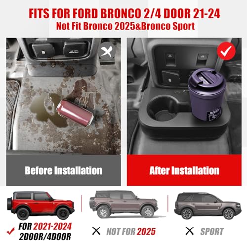 Portavasos trasero dual removible para Ford Bronco 2021-2024 miniatura 2