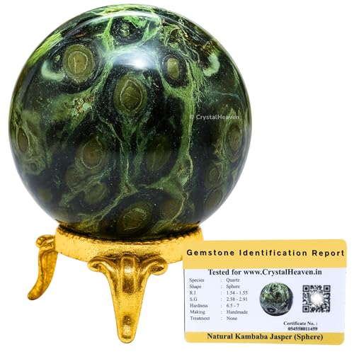 Image of Certified Kambaba Jasper Crystal Ball for Meditation - Premium Crystal Vastu Items for Home and Feng Shui Items for Good Luck - Ideal for Pooja Supplies and Spiritual Practices (2 inch Inch)