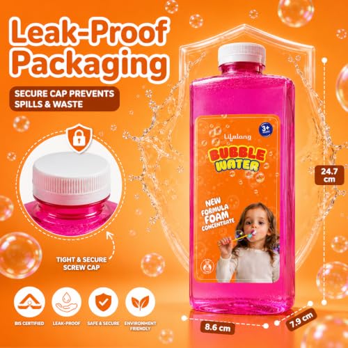 Image of Lifelong Bubble Solution 1000 ML | Colorful Bubbles Liquid Refill | Compatible with All Bubble Machine | Non-Toxic & BIS Certified, Ready to Use Bubble Solution for Kids