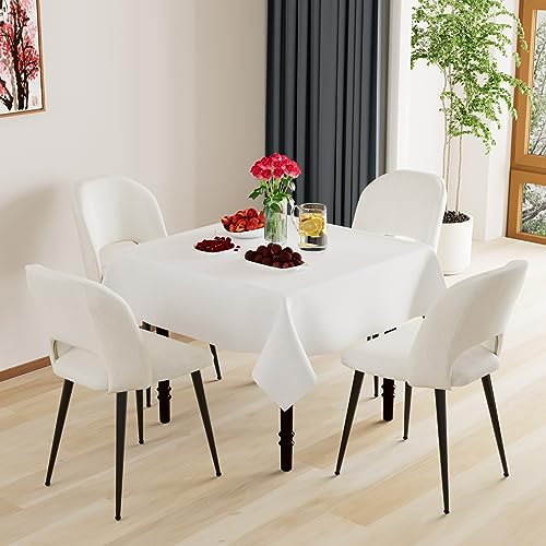 Chleby Juego De 4 Sillas De Comedor De Rayas Con Respaldo Sillas Asiento Tapizado Sillas De Salón Patas De Metal Para Cocina Salón Restaurante Blanco Chleby Juego De 4 Sillas De Comedor De Rayas Con Respaldo Sillas Asiento Tapizado Sillas De Salón Patas De Metal Para Cocina Salón Restaurante Blanco