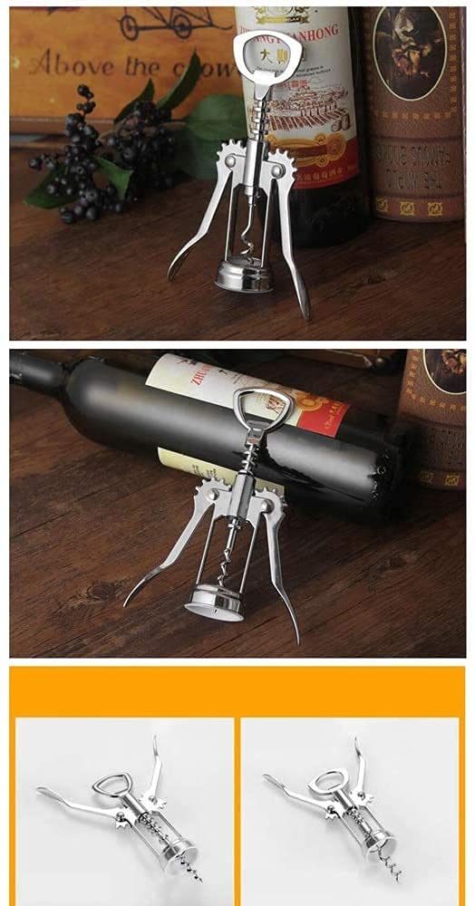 Apribottiglie a spirale con ali, Cavatappi portatile ad ala in acciaio inossidabile for rimozione tappi 2 in 1
