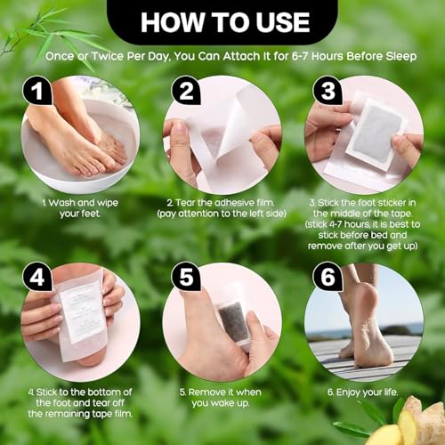 Image of Delightbee Deep Cleansing Foot Pads for Detox & Relaxation | Natural Ginger & Bamboo Vinegar Patches for Toxin Removal, Pain Relief, Better Sleep & Circulation for Men & Women | (PACK of 1 (10 Pads))