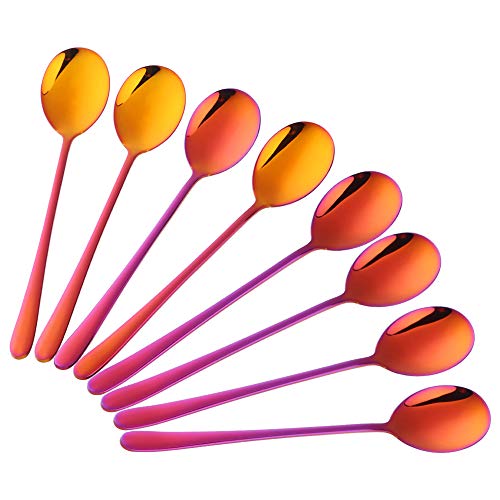 Buyer Star Lila-Rot Löffel Set 18/10 Edelstahl Koreanische Löffel 8 stücke Sushi Küche Suppenlöffel Reis Löffel