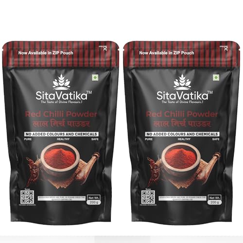 Image of Sitavatika Natural Red Chilli Powder 400gm No Added Colours and Chemical with Good Spicy Taste and Colorful Spices Lal Mirch Powder for Spicing Up Food Pack of 2 x 200gm