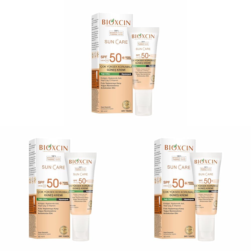 Bioxcin Sun Care Çok Yüksek Korumalı Yağlı Ciltler Için Renkli Güneş Kremi Tinted Spf 50+ 50 Ml (3 paketi)