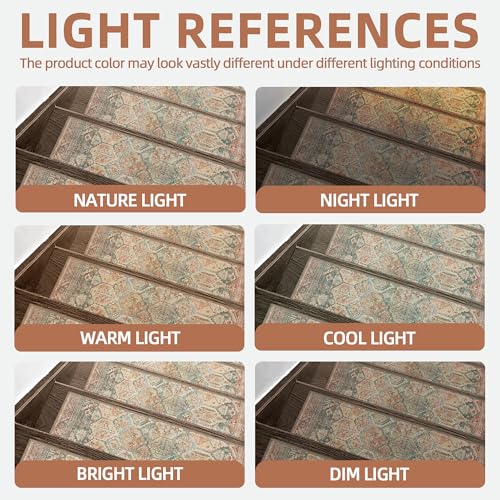 sarben Carpet Stair Treads Non Slip 15PCS, 8" X 30" Edging Stair Runner for Wooden Steps Indoor, Resistant Stair Rugs with Reusable TPE Adhesive Backing, Residue Mat for Elders, Pets, Cedarwood/Sage by sarben - Used condition - Image 4