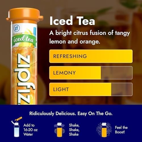 Amazon.com : Zipfizz Daily Energy Drink Powder, Lemon Iced Tea, 20