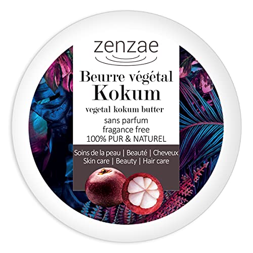 Beurre végétal kokum ZENZAE | 100% naturel et pur | Garcinia indica seed butter | Sans parfum | 100ml | Vegetal kokum butter Cover