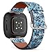 CJBROES Replacement Leather Watch Band, Compatible with Fitbit Versa 3 and Fitbit Sense of Wristband Bracelet Accessory - Floral Design use