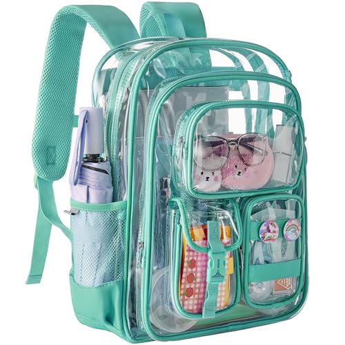 Image of Clear Backpack, Heavy Duty PVC Transparent Backpack with Reinforced Bottom, See Through Multiple Pockets Large Capacity Bookbag for Work Security Travel Festival