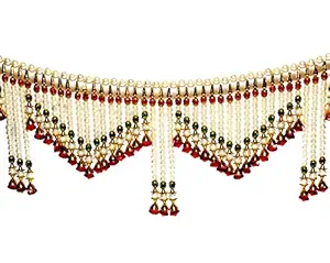 Tuski White Beads Toran for door (37 inch, Multicolour)