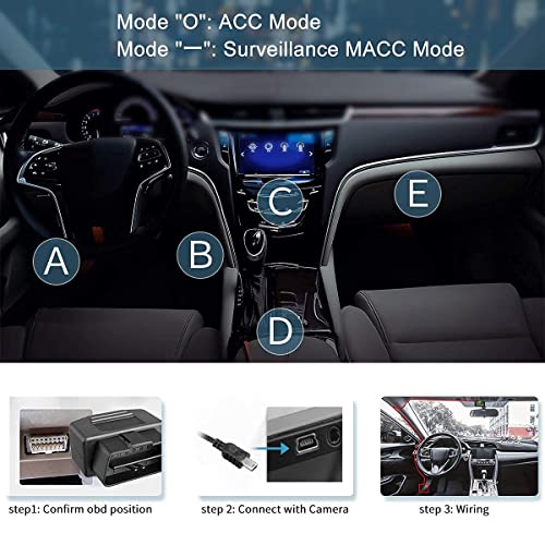 Obd Power Cable + Dash Cam Front Rear #TOP5