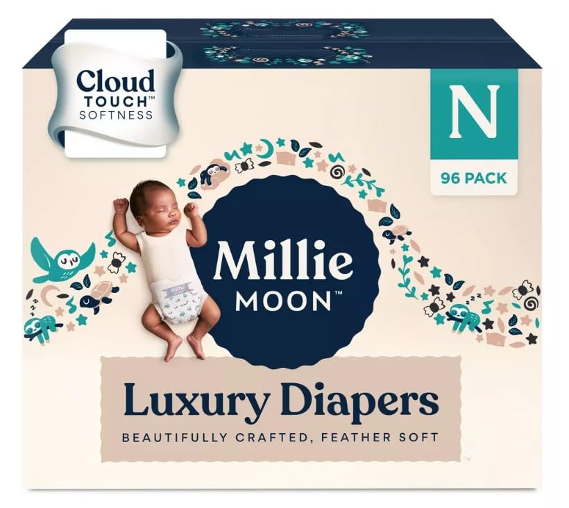 Image of Millie Moon Luxury Disposable Diapers - Size N / 96 Count