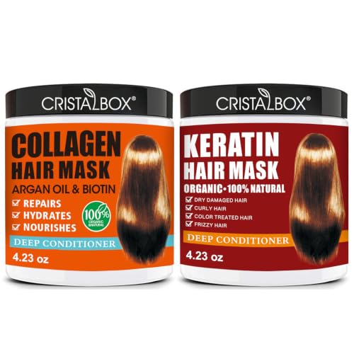 2 Pack Collagen Hair Mask & Keratin Hair Mask,Keratin Hair Treatment,Repair Treatment Deep...